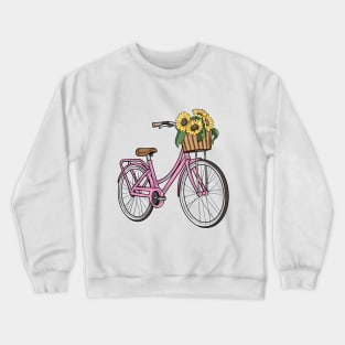 Women's bike with Basket Flowers Crewneck Sweatshirt